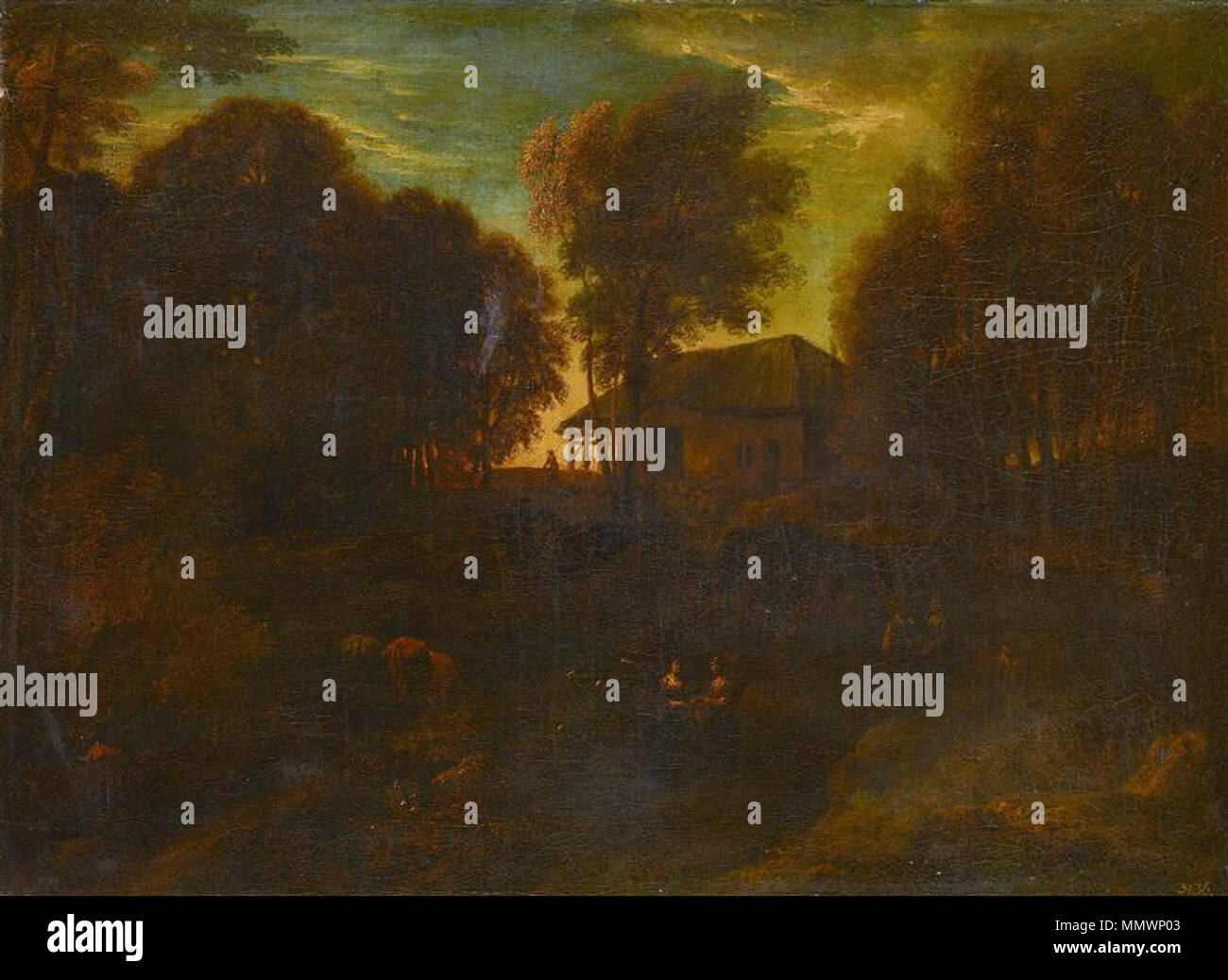 La cabane de berger dans la forêt. Entre 1670 et 1727. Cornelis Huysmans - Shepherd's cabin dans la forêt Banque D'Images