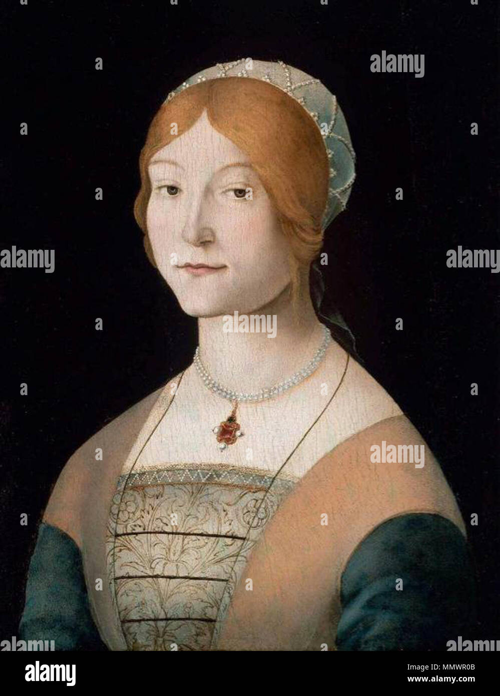 L'Italien : Ritratto di donna con Collana di perle Portrait d'une femme avec un collier de perle. Probablement 1485-1495. Lorenzo Costa - Portrait d'une femme avec un collier de perle - WGA5433 Banque D'Images