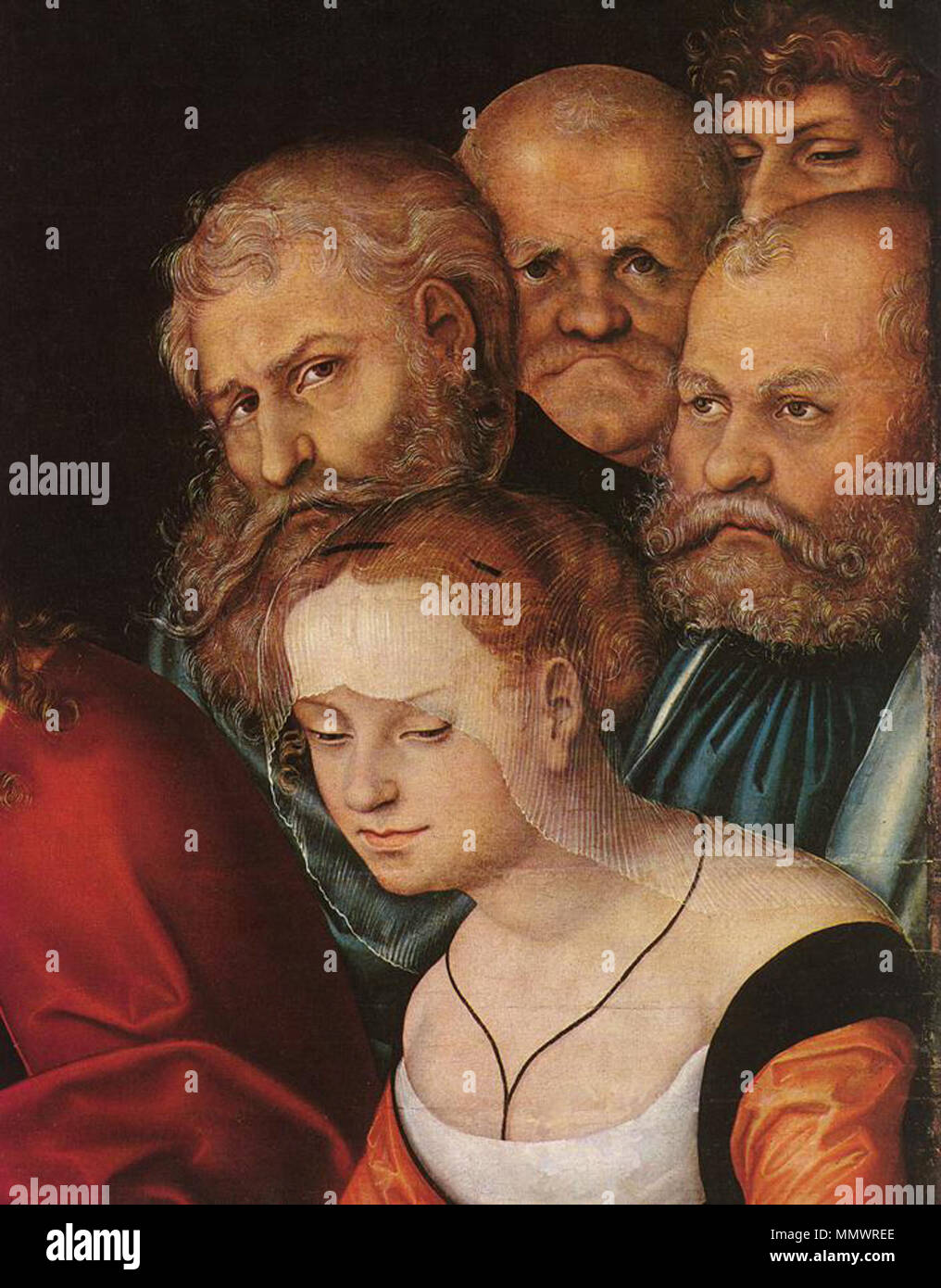 Lucas Cranach d. Ä. - Le Christ et la femme adultère (détail) - WGA05670 Banque D'Images