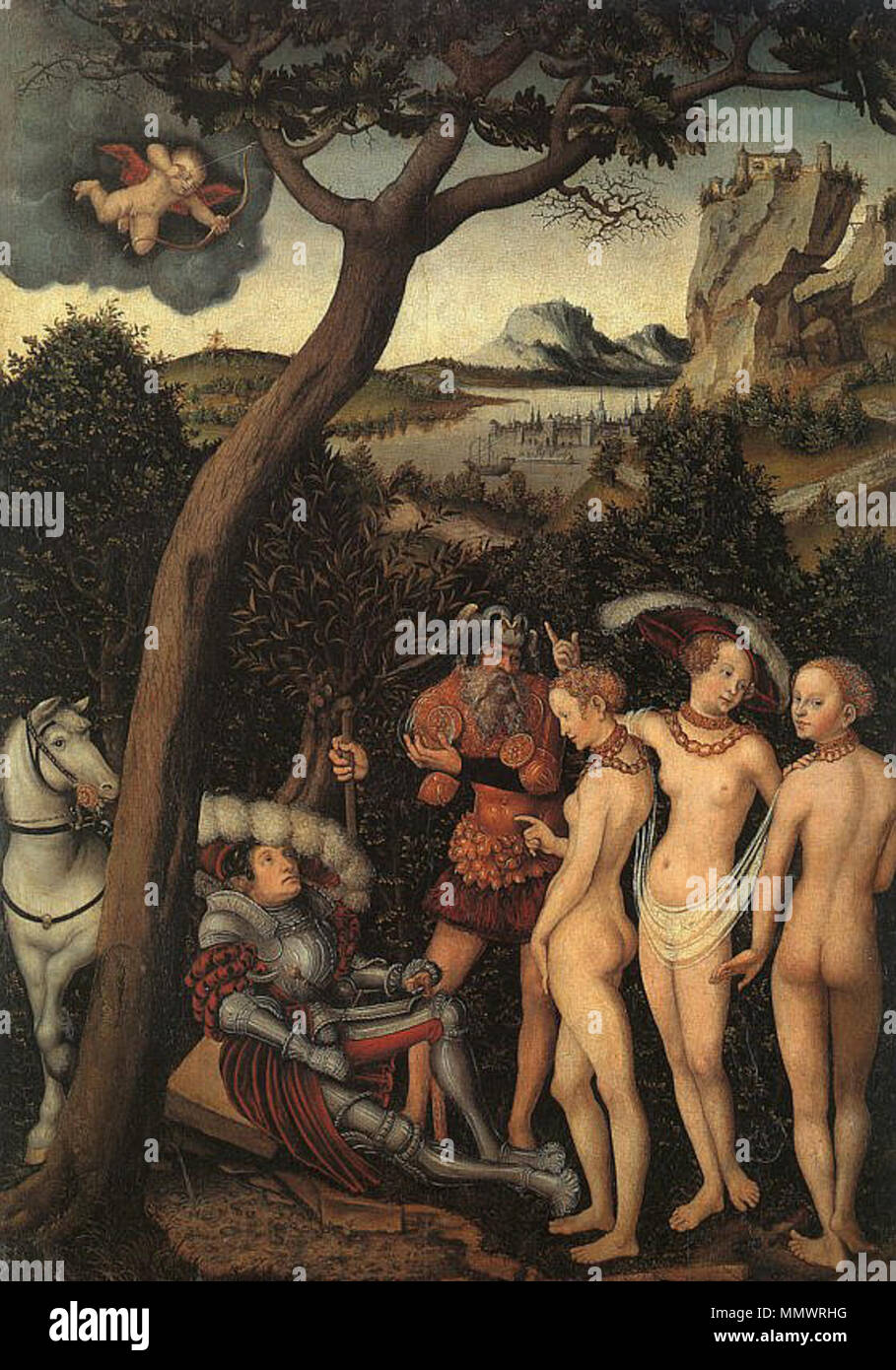 Le jugement de Paris. vers 1528. Lucas Cranach jugement de paris Banque D'Images