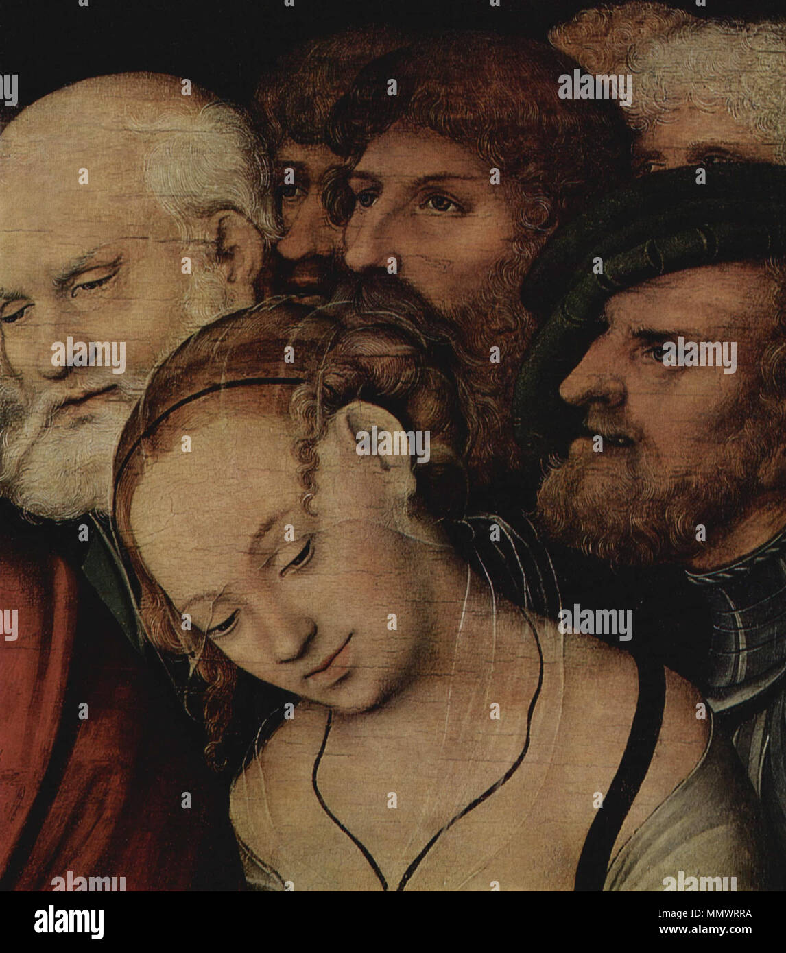 Le Christ et la femme adultère détail. après 1532. Lucas Cranach (II) - Le Christ et la femme adultère - Détail - Eremitage Banque D'Images