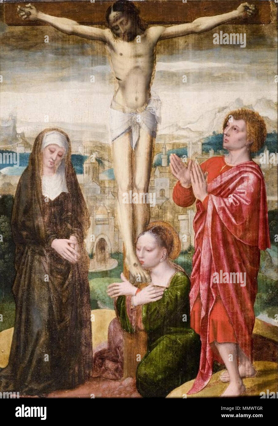 Un atribuida Crucifixión, Ambrosius Benson (Museo Arqueológico Provincial de Madrid) Banque D'Images