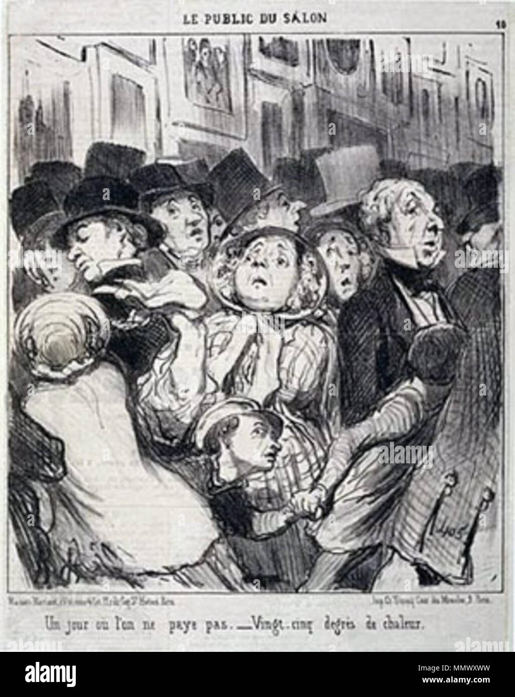 . Anglais : Honoré Daumier, journée libre au salon, de la série Le public du Salon, publié dans Le Charivari (17 mai 1852) p. 10 Polski : Honoré Daumier, grafika z cyklu Publiczność opublikowana Salonu, w "Le Charivari" (17 182), maja s. 10. . Publié dans Le Charivari (17 mai 1852) p.10. Honoré Daumier (1808-1879) ; Autres noms d'Hubert Robert (1936-1937) ; Honoré-Victorin Daumier Description peintre français, rapporteur pour avis, caricaturiste, sculpteur, lithographe et graveur Date de naissance/Décès 26 Février 1808 11 février 1879 Lieu de naissance/décès Marseille Valmondois Travailler lo Banque D'Images