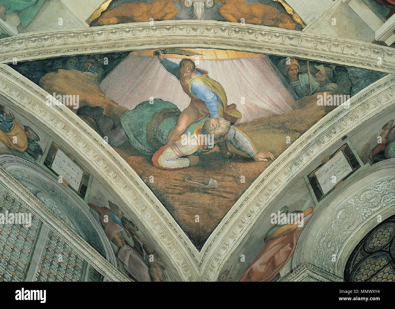 . Anglais : plafond de la chapelle Sixtine. David et Goliath (1) Banque D'Images
