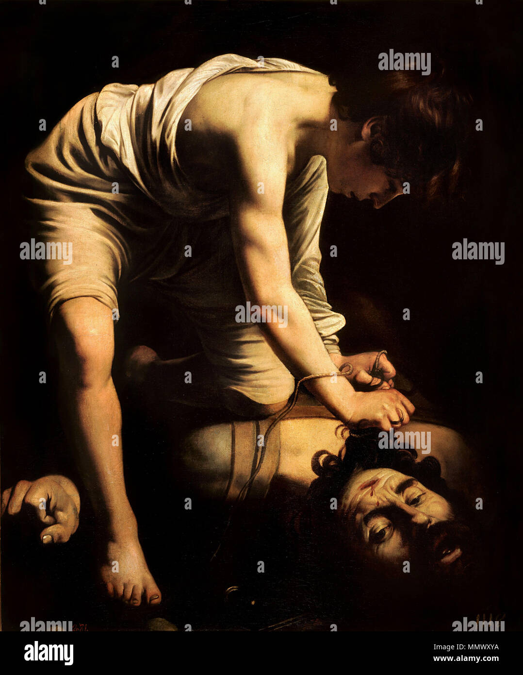 Anglais : David et Goliath Polski : Dawid i Goliat . vers 1600. David et Goliath-Caravaggio (c.1610) Banque D'Images