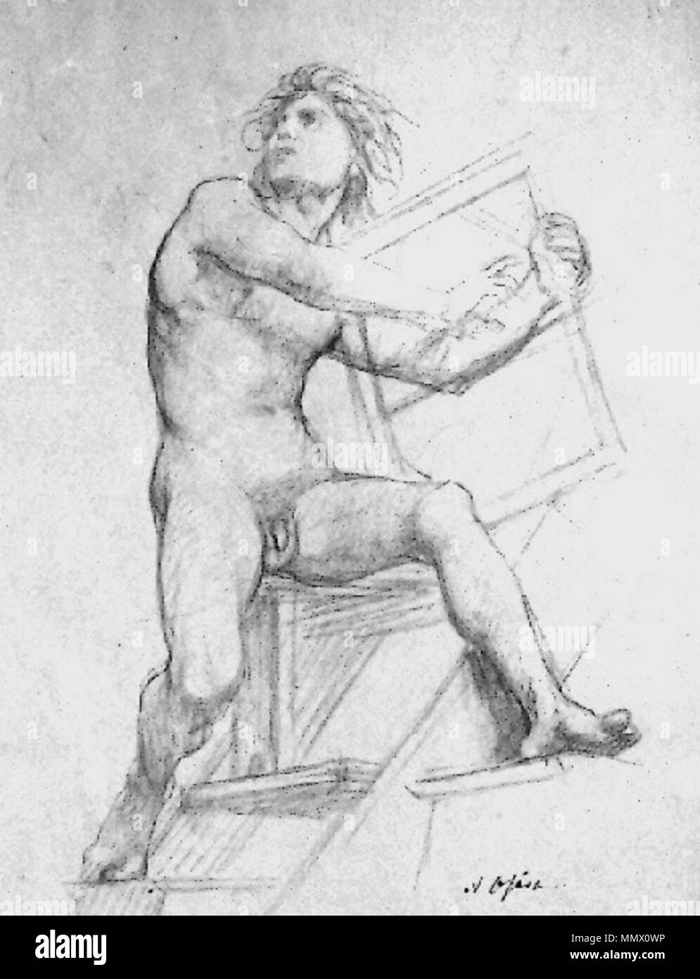 . English : Delaunay Étude pour Apollon (Opéra). . Avant 1870. Jules-Élie Delaunay Delaunay apollon3 Banque D'Images