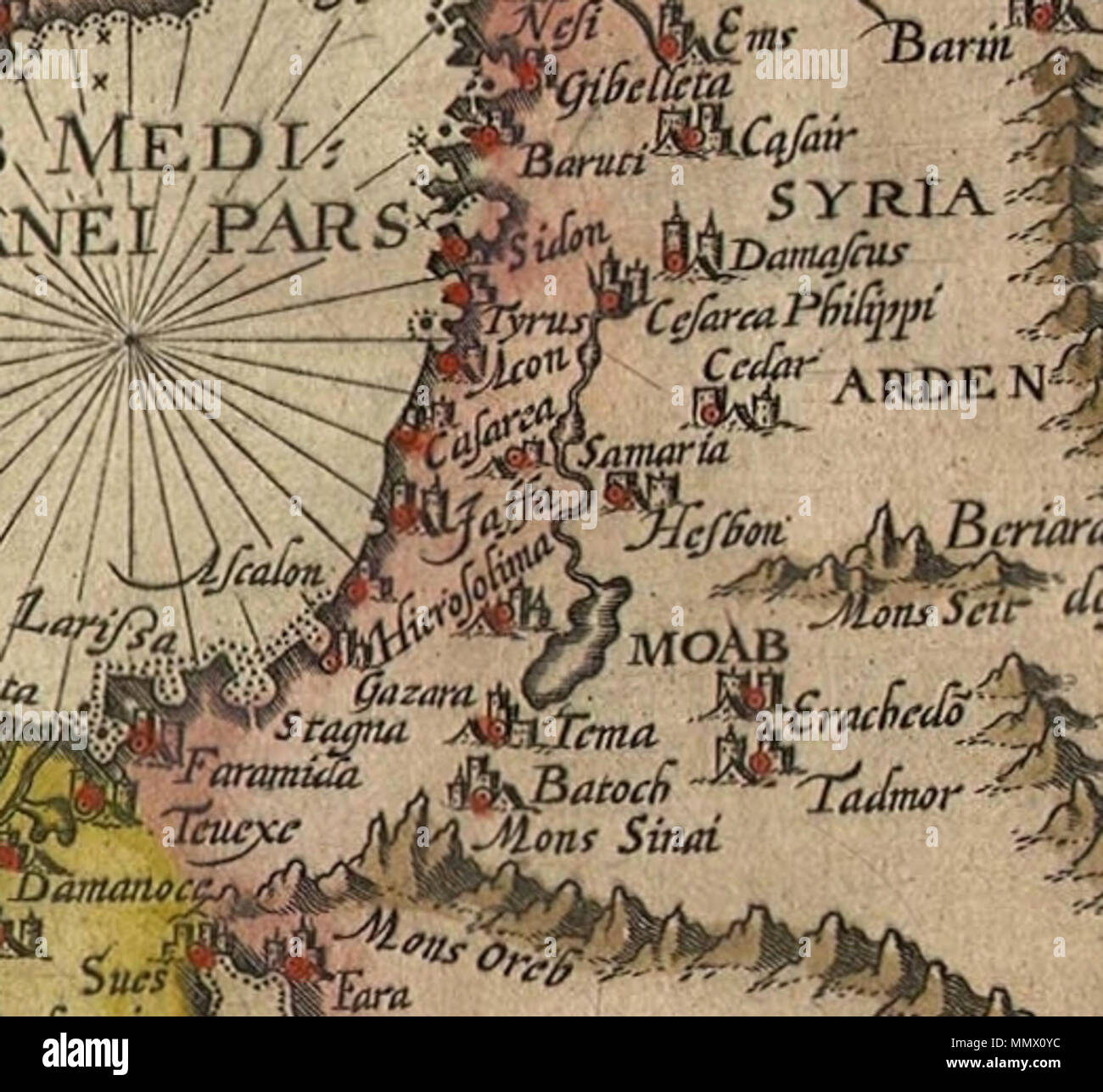 . Pl. (Carte : 45 E. 76) ; taille : 38,5 x 53 cm. La carte régionale de Linschoten depuis le sud-ouest et l'Asie du Sud, Amsterdam, 1596. À partir de la British Library : cartes 46900 (15.) et (16.) . 1596. Dans Deliniantur Henricus Langren tabula hac.F Banque D'Images