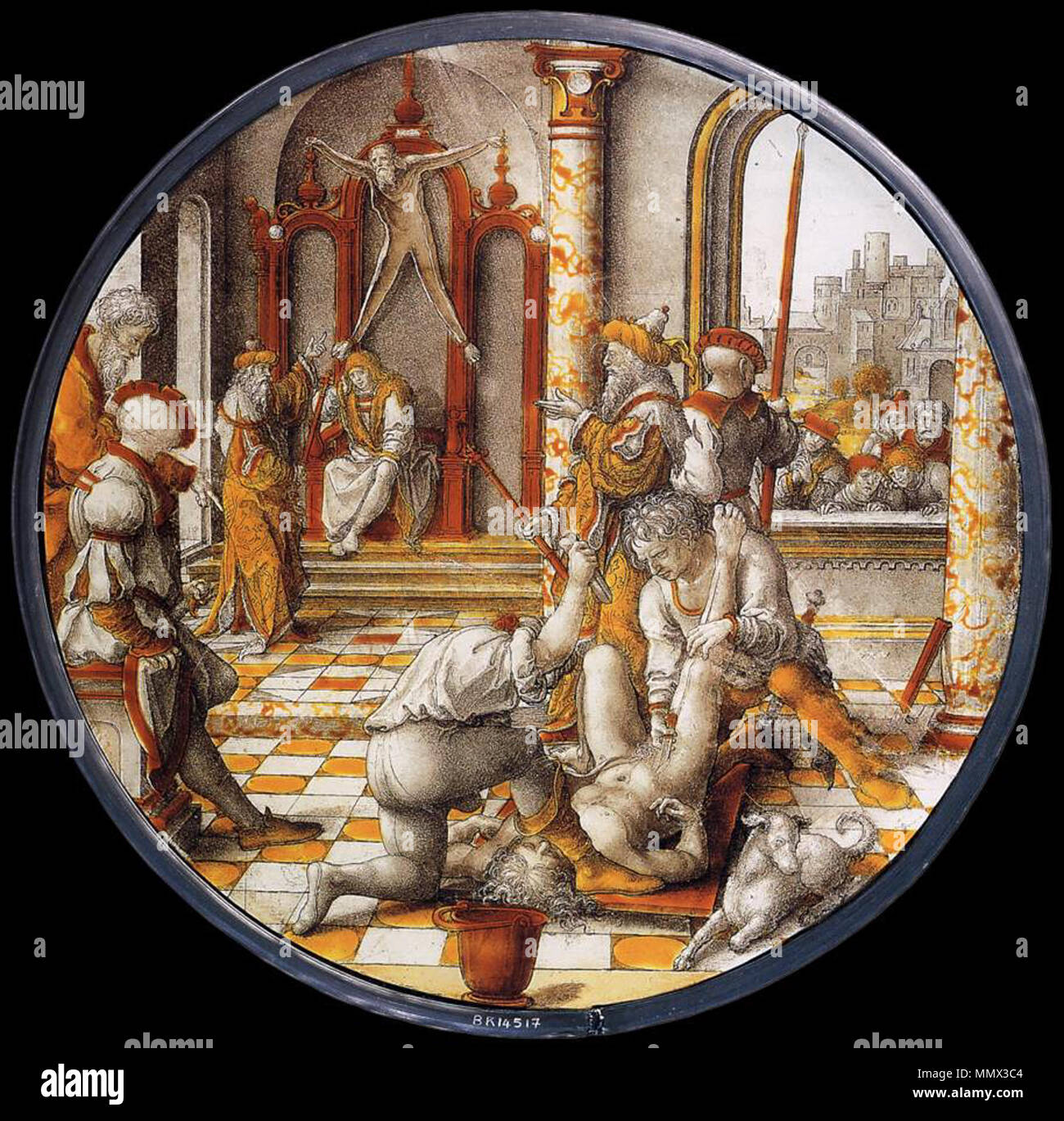 . Le jugement de Cambyse TITRE ALTERNATIF : la fenêtre de vitraux avec le jugement de Cambyse.[1] . 1542. Dirck Vellert (fl. 1511-1547) Noms alternatifs de Dirck Felaert, Dirck van Velaert Korg CA40, Dirck Vellert, Dierick, Dirck Vellert, Dirk Vellert, Maître de l'étoile, Master DV avec la star Description peintre flamand, dessinateur, graveur et peintre de vitraux Date de naissance/décès circa 1480-1485 circa 1547 Lieu de naissance/décès Amsterdam Anvers ( ?) période de travail, à partir de 1511 jusqu'en 1547 Travaux lieu Anvers contrôle d'autorité : Q501963 : VIAF ?59356554 ULAN : ?500027390 : WGA ?V Banque D'Images