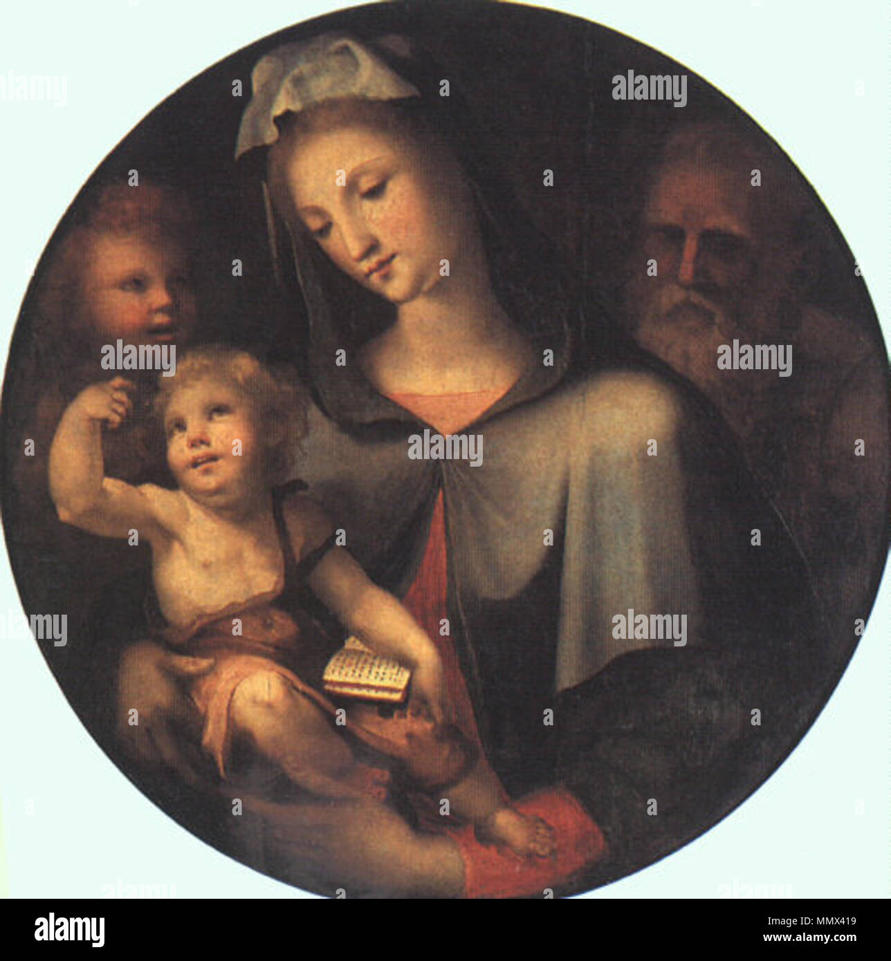 Anglais : La Sainte Famille avec jeunes Saint John . vers 1530. Domenico Beccafumi - la Sainte Famille avec jeunes Saint John - WGA1549 Banque D'Images