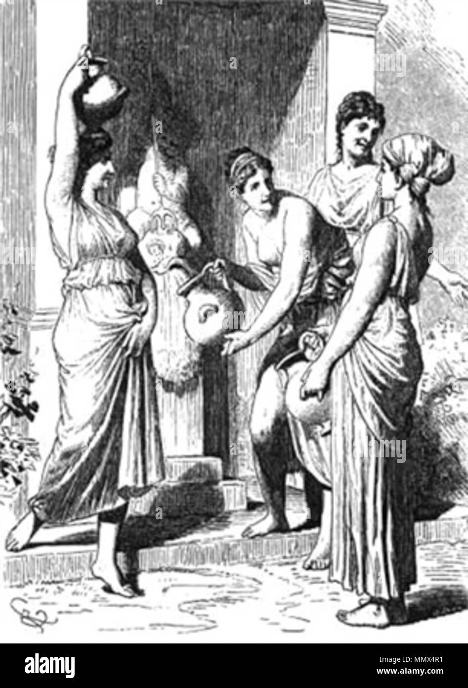 . Italiano : Disegno raffigurante donne dell'antica Grecia . Sconosciuta données originale. Autore sconosciuto Donne antica Grecia Banque D'Images