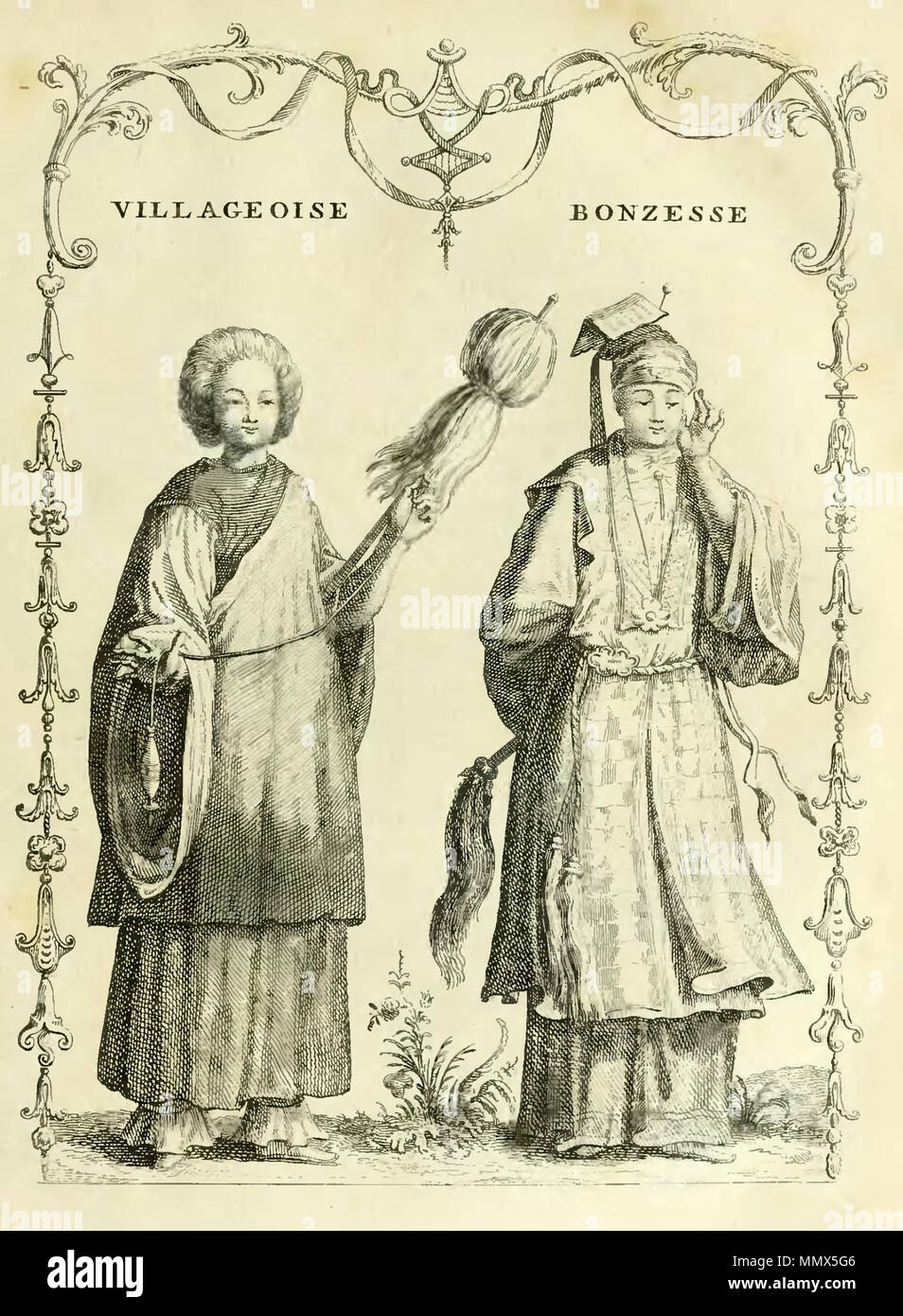 . English : Gravure extraite de Description de la Chine, édition de La Haye 1736. Volume 2. page 95. Une Bonzesse et une villageoise. . 1736. Jean-Baptiste Du Halde (1674-1743) et l'historien jésuite français Description Date de naissance/Décès 1 Février 1674 18 août 1743 Lieu de naissance/décès Paris Paris contrôle d'autorité : Q1354427 : VIAF ?59162005 ISNI : ?0000 0000 8138 1095 RCAC : ?n83041690 NLA : ?35854985 GND : ?104363665 WorldCat Du Halde - Description de la Chine - Vol 2 feuille 127 Banque D'Images