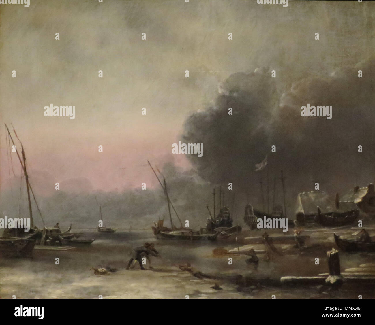 . Anglais : Paysage d'hiver, huile sur panneau peinture par Hendrik Dubbels, ch. 1641-76, Honolulu Museum of Art adhésion 6447.1 . circa 1641-76. Hendrik Dubbels Hiver 'Paysage' par Hendrik Dubbels, Honolulu Museum of Art Banque D'Images