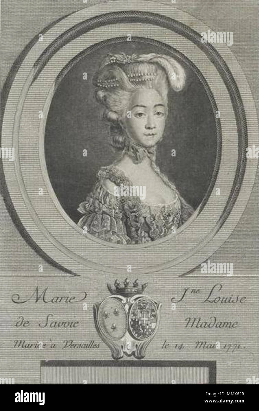 . Anglais : Portrait de Marie Joséphine Louise de Savoie (1753-1810), Comtesse de Provence . 1771 ou après. Dupin après Drouais - Marie Joséphine de Savoie Banque D'Images