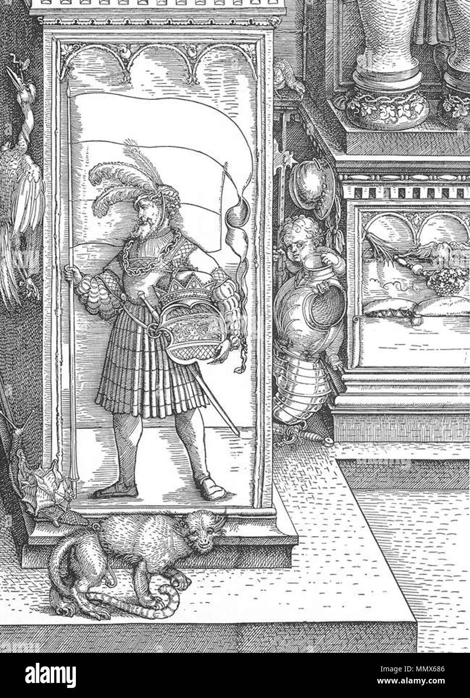 Anglais : Triumphal Arch (détail) . Entre 1515 et 1517. Dürer, Arco trionfale, 03 Banque D'Images