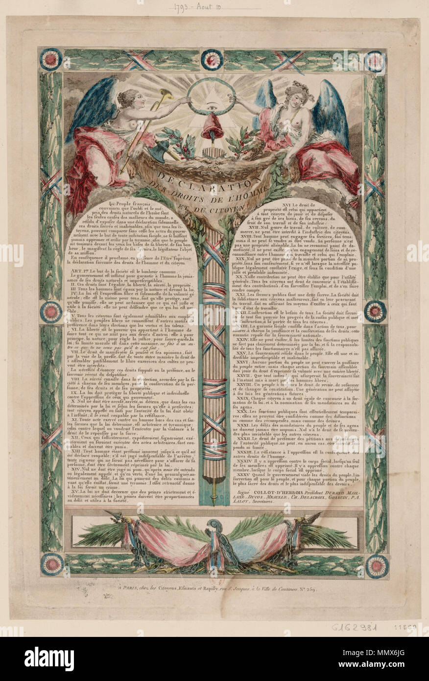 Déclaration des droits de l'homme et du citoyen pj932cn original6358 Banque D'Images