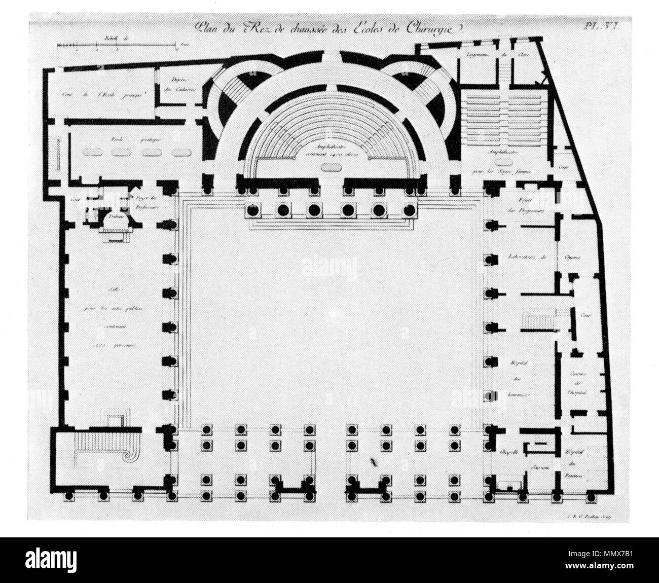 . Anglais : plan d'étage de l'École de chirurgie (chirurgie), l'École de Paris . Entre 1769 et 1786. Architecte / dessinateur : Jacques Gondouin (1737-1818) Noms alternatifs Jacques Gondoin architecte français Description Date de naissance/décès 7 Juin 1737 29 décembre 1818 Lieu de naissance/décès Saint-Ouen, Seine-Saint-Denis Paris lieu de travail France contrôle d'autorité : Q722829 : VIAF ?51991937 ISNI : ?0000 0000 6662 7915 ULAN : ?500015784 RCAC : ?c93020660 GND : ?122382692 Graveur WorldCat : Claude-René-Gabriel Poulleau (1749-) noms alternatifs Claude René Gabriel Poulleau Description Banque D'Images