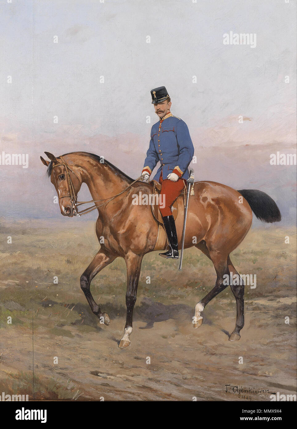Thaddäus von Ajdukiewicz Kronprinz Rudolf zu Pferd 1889 Banque D'Images