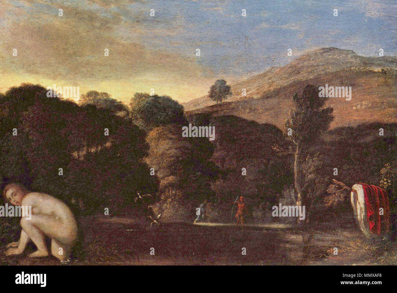 Paysage avec la nymphe de baignade. vers 1605. Richard Dadd 005 Banque D'Images