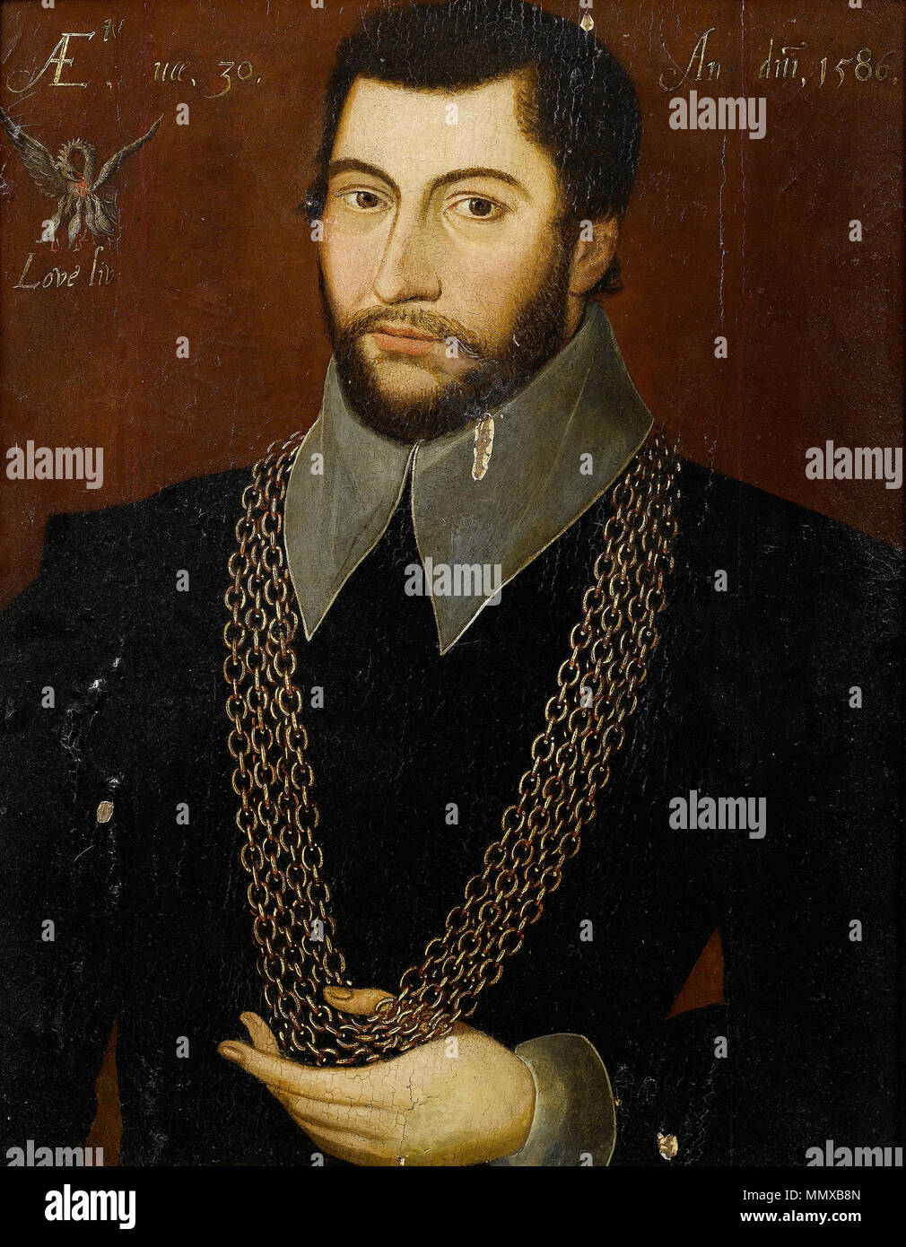 . Anglais : Portrait d'un homme de 30 ans en 1586, a dit (à être improbablement) Edward Seymour (1539-1621). . 1586. English School Portrait of a gentleman 1586 Banque D'Images