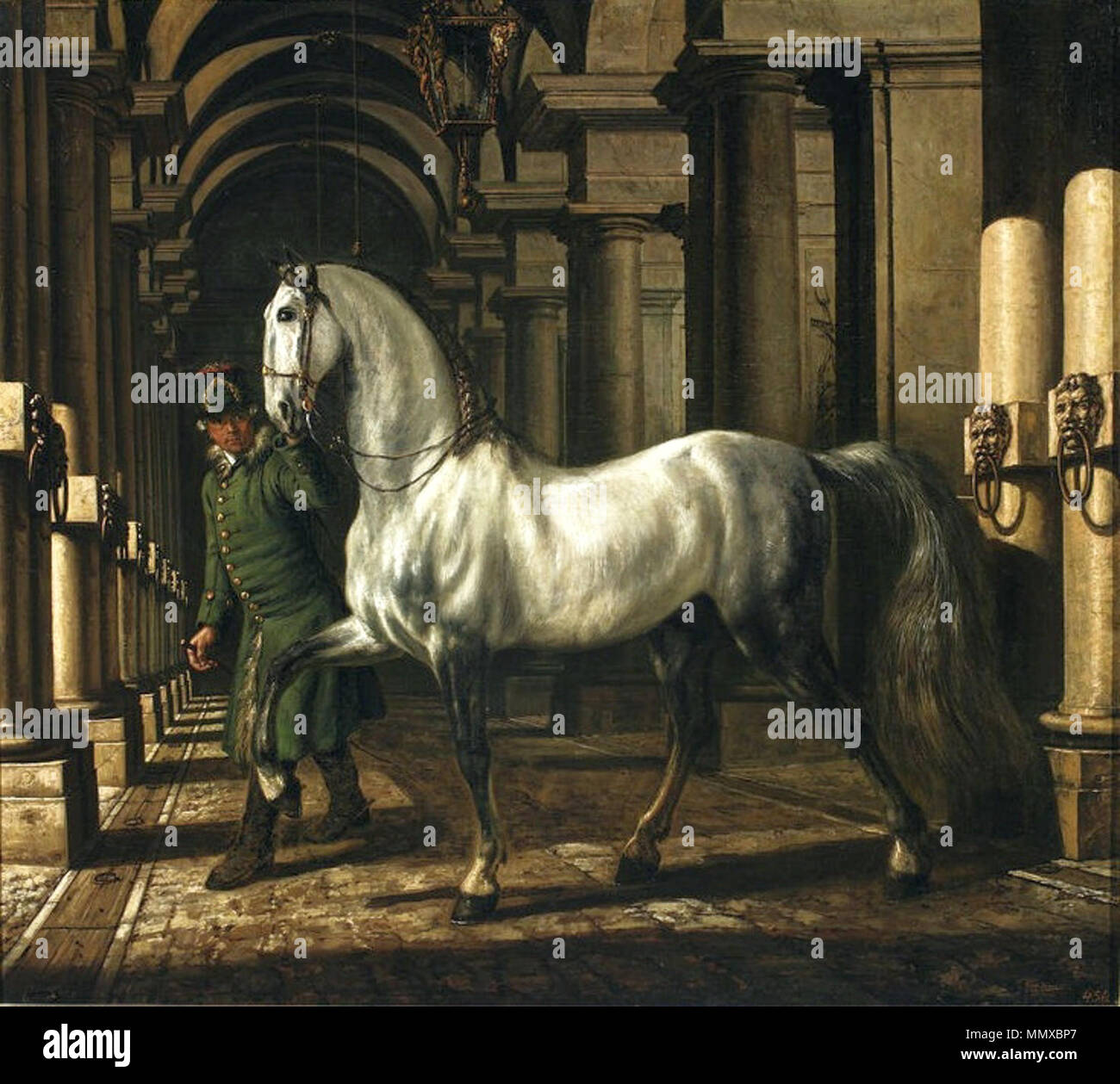 Marié à la tête d'un cheval.. 1773. Bellotto Groom conduisant un cheval Banque D'Images