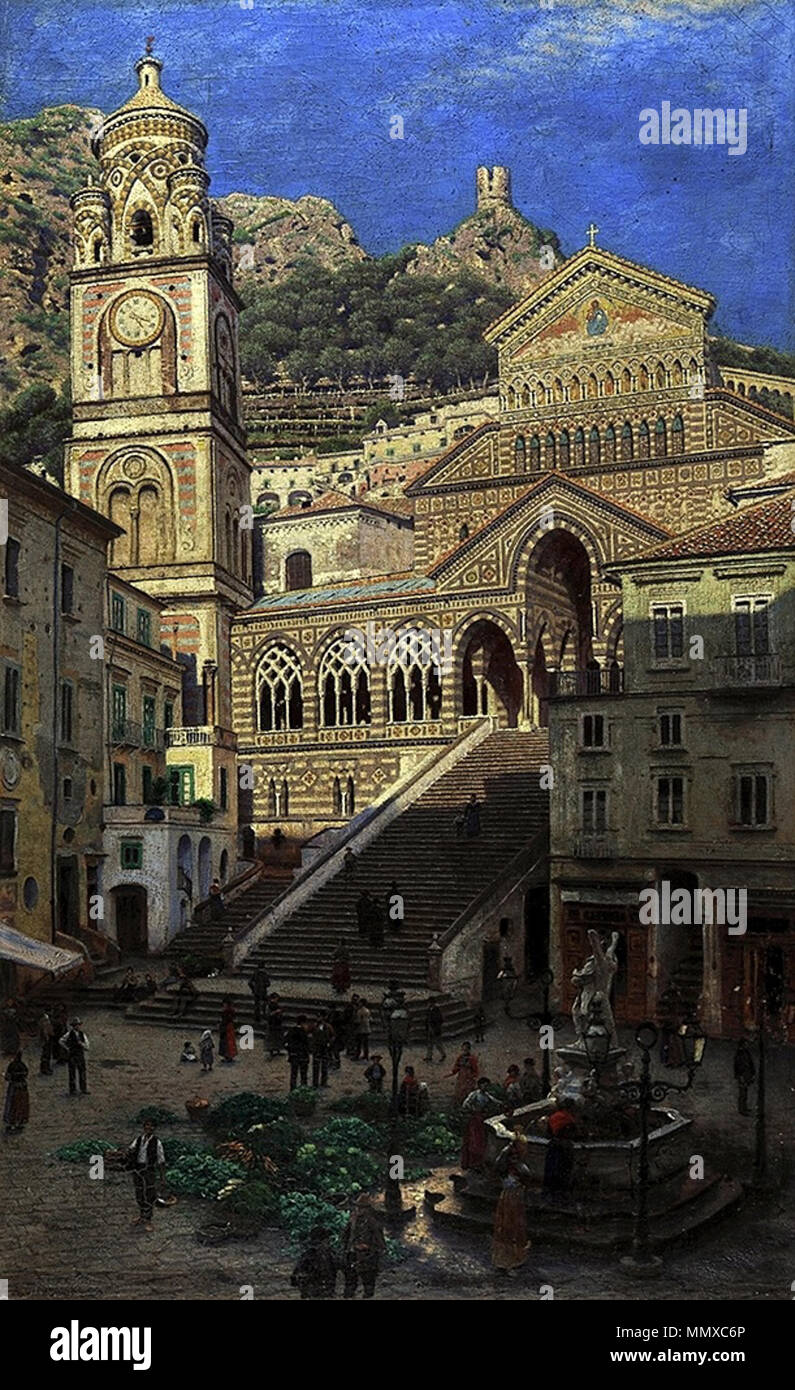 Anglais : Cathédrale d'Amalfi. Polski : Katedra w Amalfi. Entre 1897 et 1899. Gierymski Cathédrale Amalfi Banque D'Images
