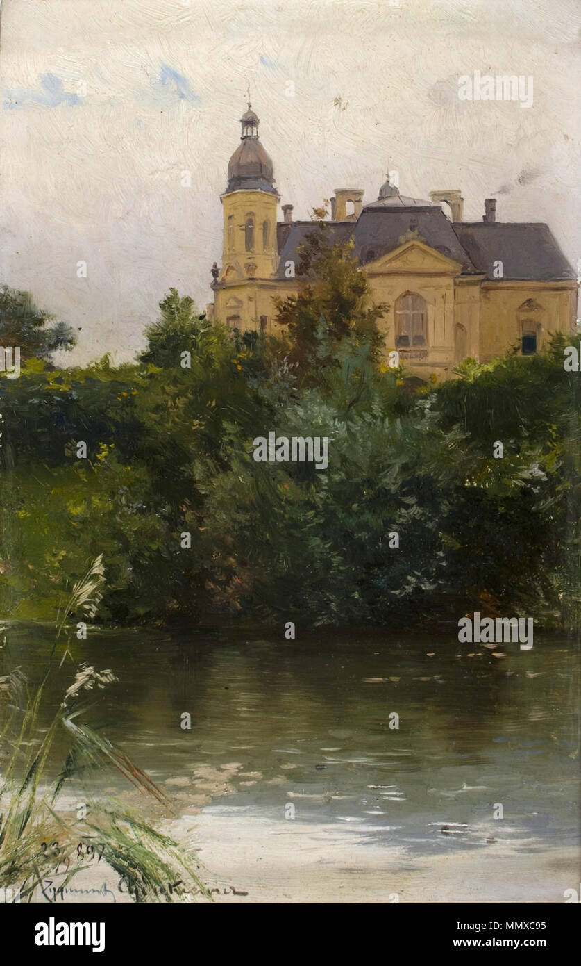 Polski : Zamek widziany od strony rzeki . 1897. Zygmunt Ajdukiewicz - Zamek widziany od strony rzeki 1897 Banque D'Images