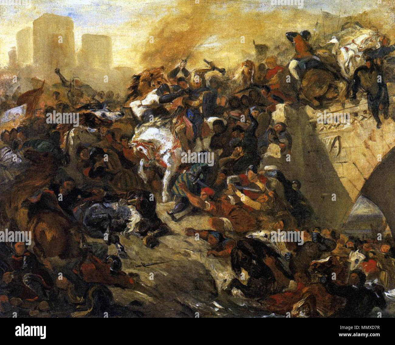 Eugène Delacroix - La Bataille de Taillebourg (projet) - WGA6190 Banque D'Images