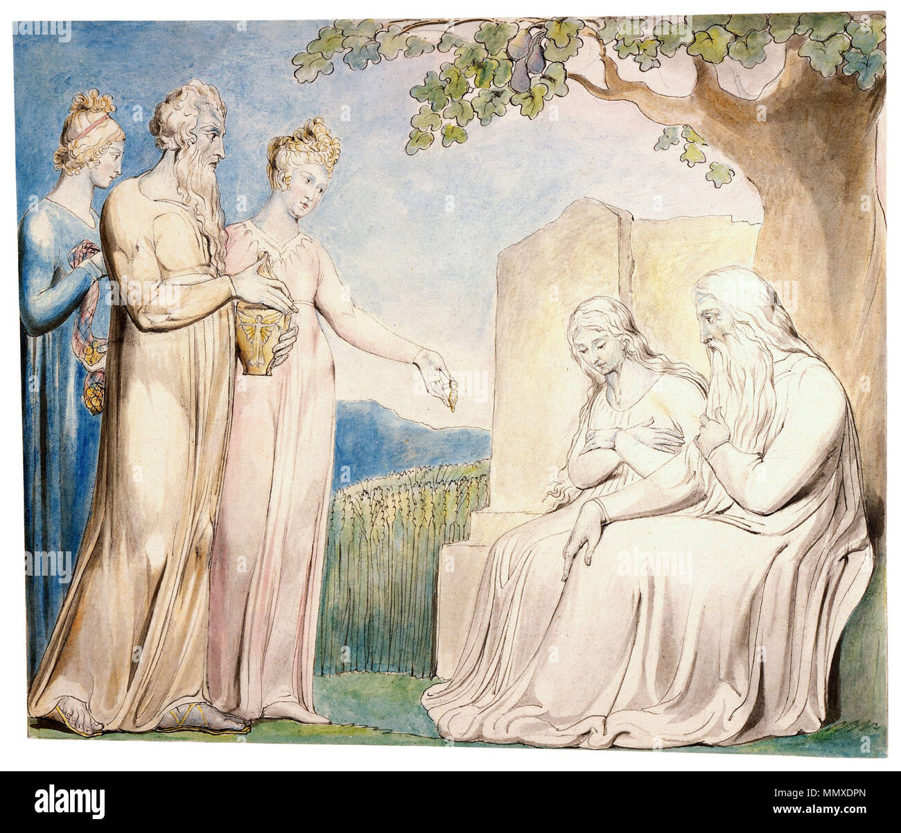 . Chaque homme lui donna aussi un morceau d'argent, de la crosse. Plume et encre noire, aquarelle et Lavis, gris, plus de traces de mine de plomb . Juin 1805. William Blake (1757-1827) Noms alternatifs W. Blake ; Uil'iam Bleik Description La peintre, poète, écrivain, théologien, collectionneur et graveur Date de naissance/décès 28 Novembre 1757 12 août 1827 Lieu de naissance/décès Broadwick Street London Charing Cross lieu de travail contrôle d'autorité : Q41513 : VIAF ?54144439 ISNI : ?0000 0001 2096 135X ULAN : ?500012489 RCAC : ?n78095331 NLA : ?35019221 WorldCat chaque homme lui donna aussi un morceau de Mone Banque D'Images