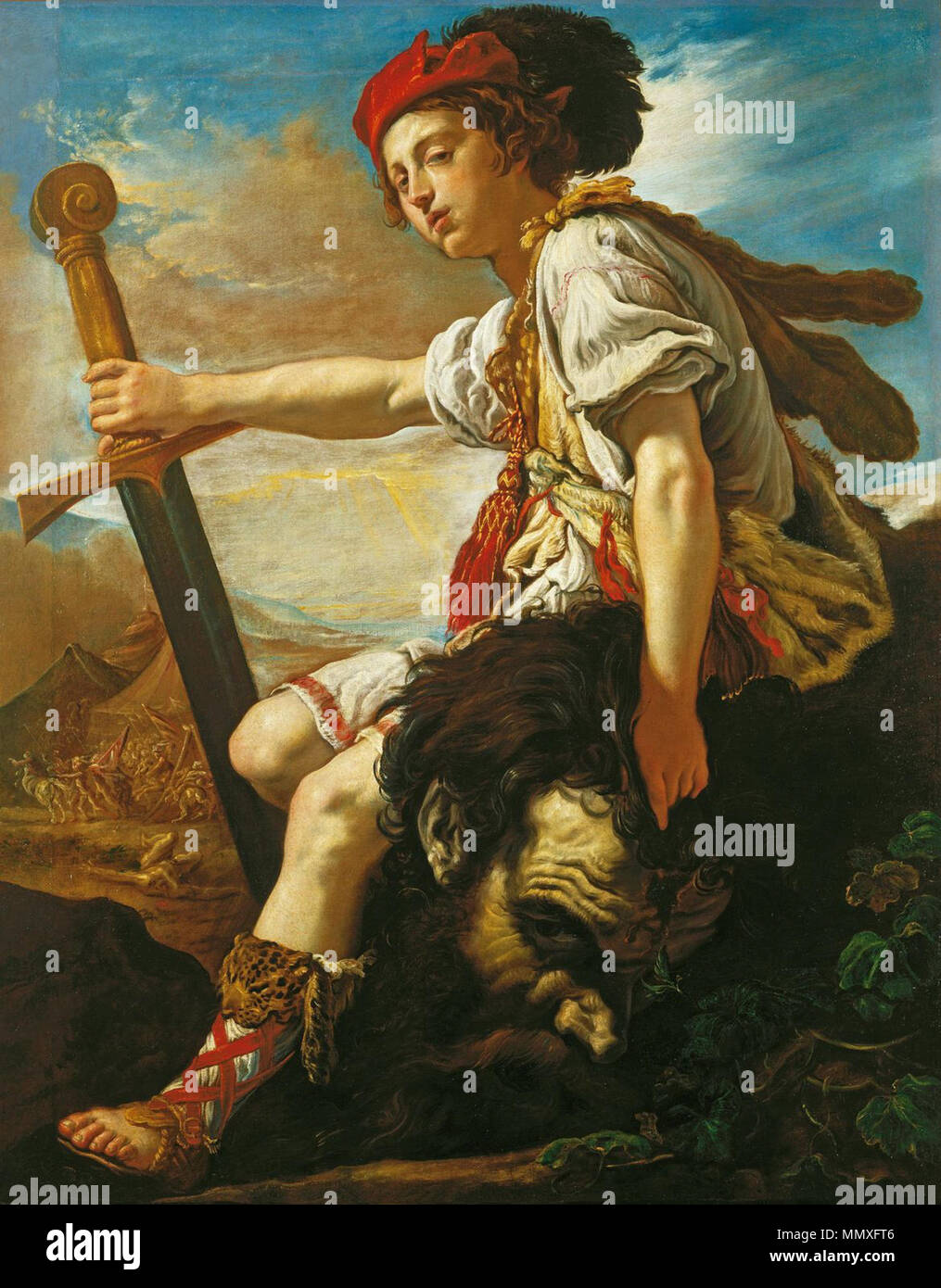 David avec la tête de Goliath. circa 1620. Domenico Fetti - Davide con la testa di Golia (Collection Royale) Banque D'Images
