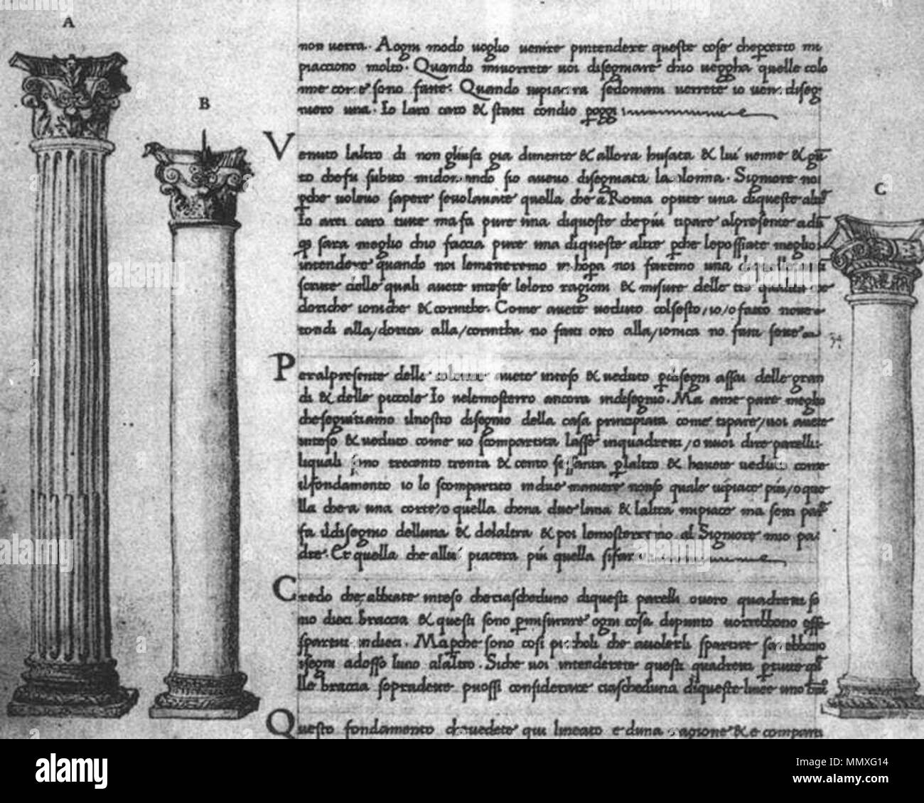 Anglais : Page de la Traité d'architettura . circa 1465. Filarete, Trattato di Architettura 01 Banque D'Images