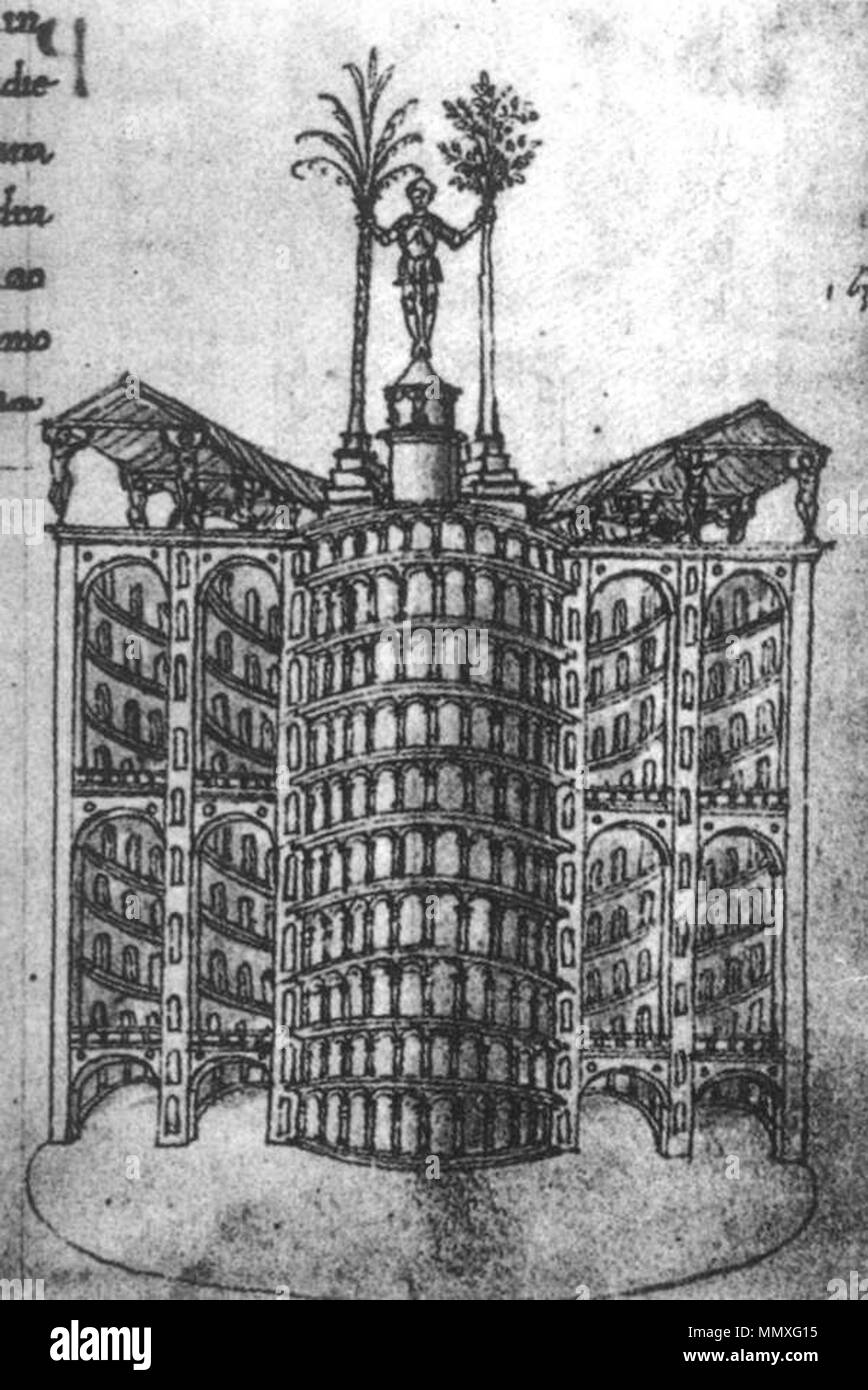 Anglais : Page de la Traité d'architettura . circa 1465. Filarete, Trattato di Architettura 02 Banque D'Images