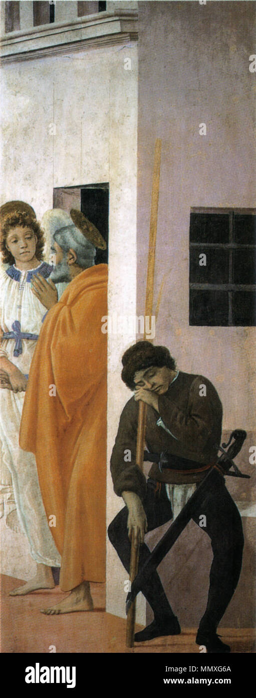 . Filippino Lippi, liberazione di San Pietro, chapelle Brancacci, 1482-85 Libération de Saint Pierre. 1424-1426, puis 1489-91. voir fichier ou catégorie Filippino Lippi, liberazione di San Pietro, chapelle Brancacci, 1482-85 Banque D'Images