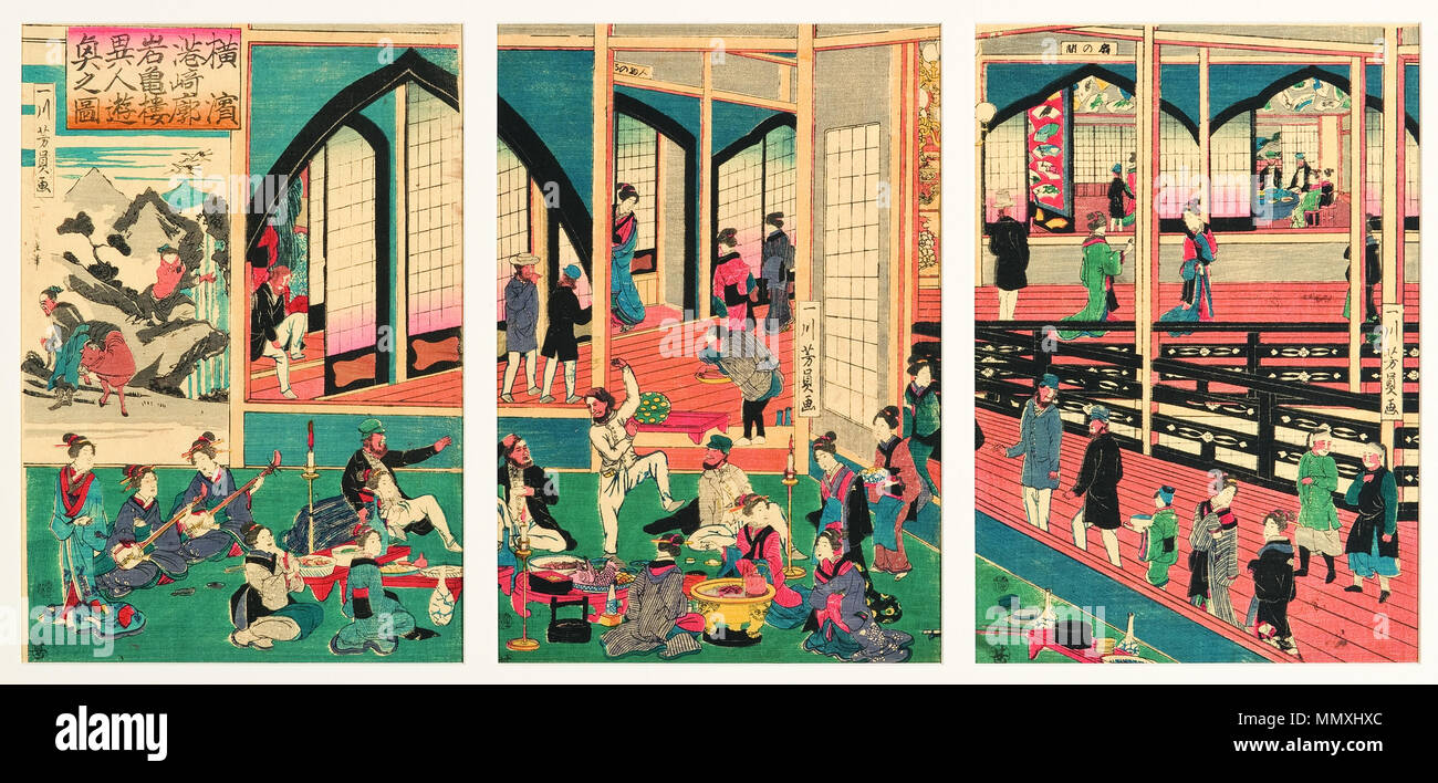 . Anglais : numéro d'Accession : 1985.1 Artiste Utagawa Yoshikazu Affichage : Affichage titre : les étrangers reçus à Gankiro Miyosaki à Yokohama en Date de création : Janvier 1861 Hauteur : 13 3/4 po. Largeur : 30 in. Dimensions d'affichage : 13 3/4 po. x 30 po. (34,93 cm x 76,2 cm) Editeur : Maruya Jimpachi Ligne de crédit : Legs d'Emile Leonard Schoppe Collection :  <a href ='http://www.sdmart.org/art/our-collection/asian-art' rel ='nofollow' >Les San Diego Museum of Art </a > . 25 mai 2011, 12:48:58. Anglais : thesandiegomuseumofartcollection Gankiro à divertir les étrangers à Miyosaki à Yokohama (5759024575) Banque D'Images