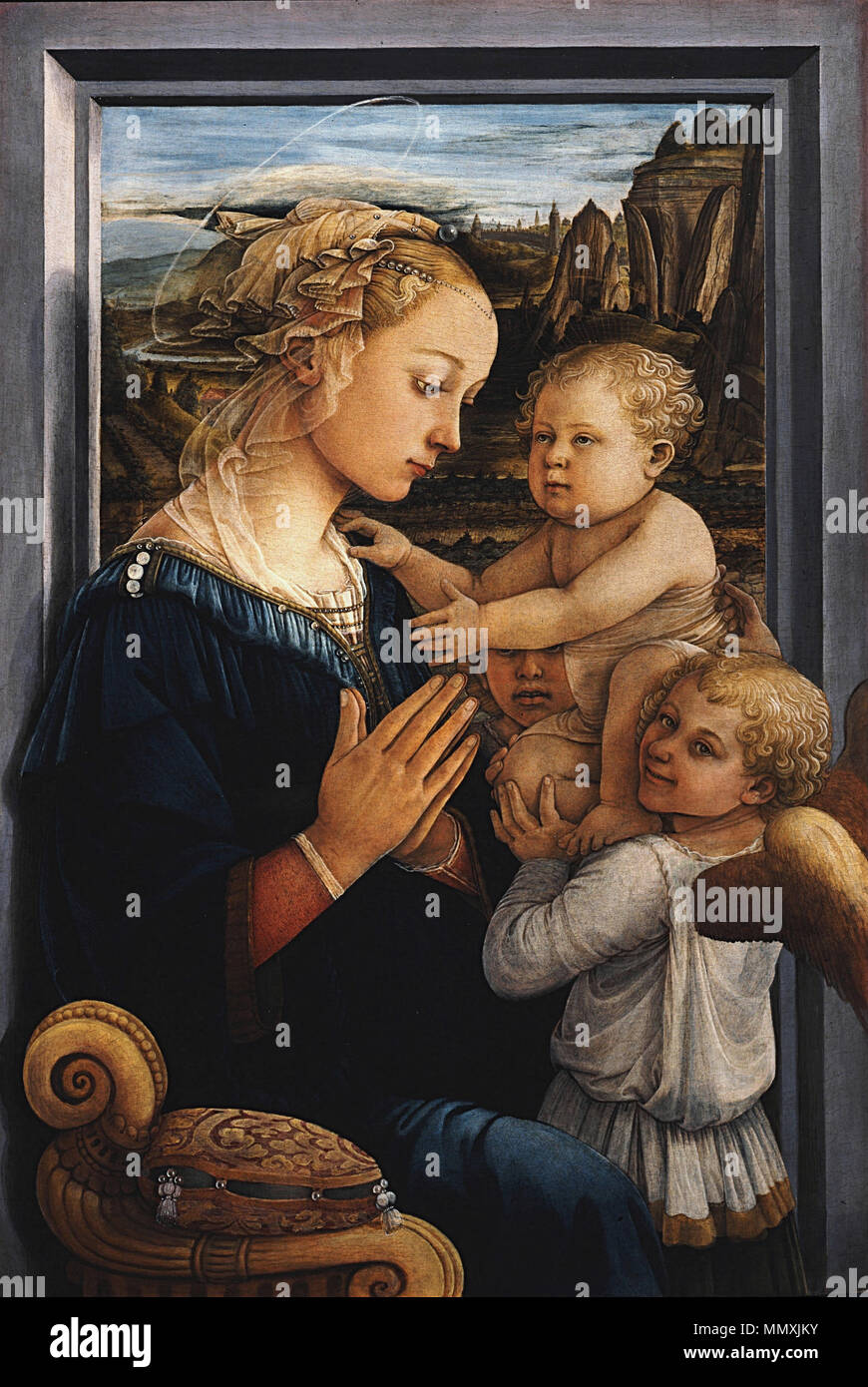 Fra Filippo Lippi - Vierge à l'enfant avec deux anges - Galerie des Offices Banque D'Images