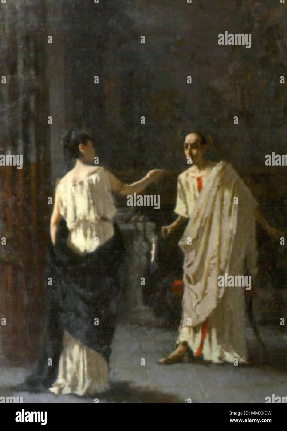 . Italiano : Francesco Filippini. Fulvia che la société svela un Cicerone la congiura di Catilina (1879) . 1879. Francesco Filippini (1853 - 1895) Francesco Filippini - Fulvia che la société svela un Cicerone la congiura di Catilina (1879) Banque D'Images