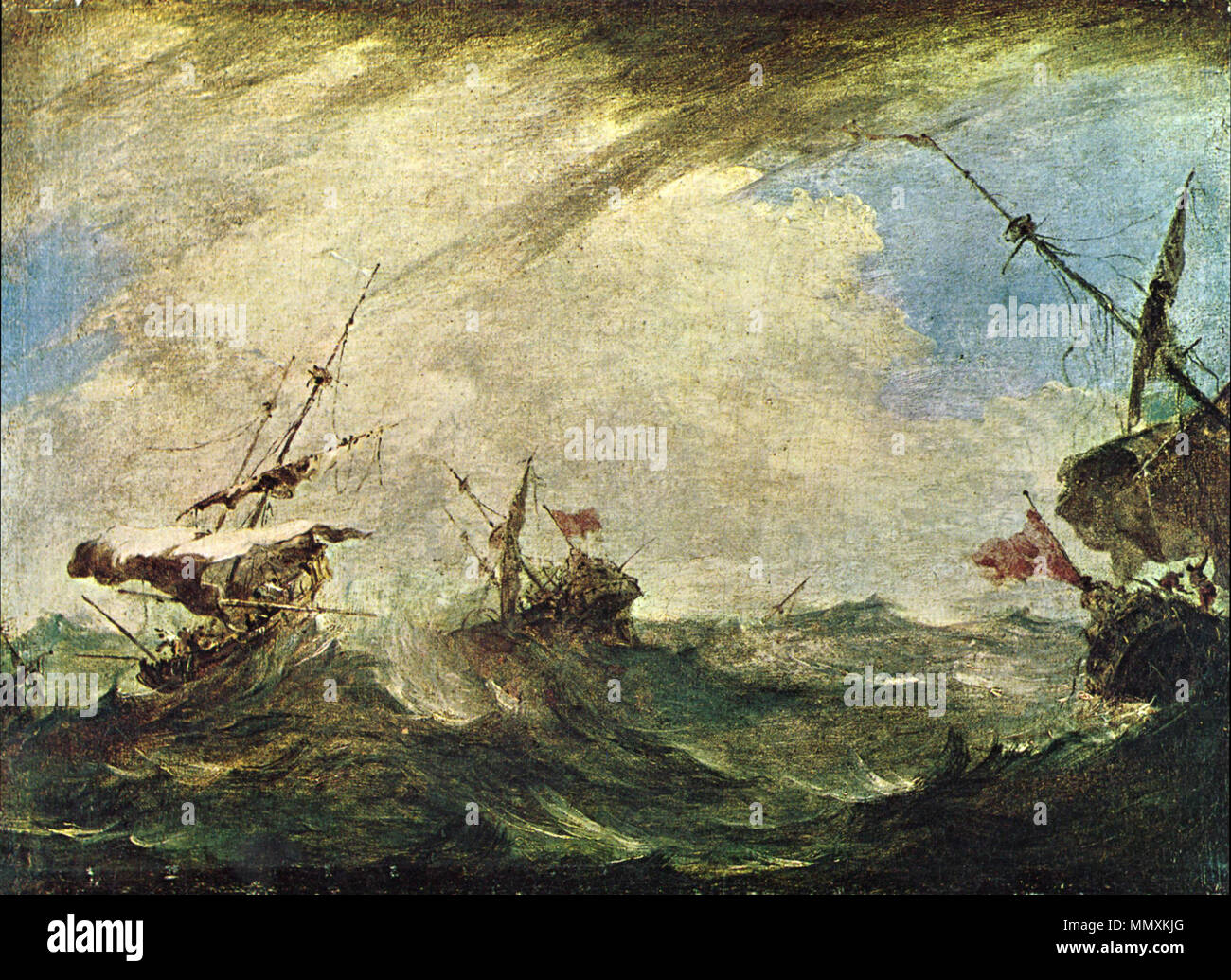 Deutsch : Schiffe ï»¿ Untitled im Meeresgewitter Italiano : Francesco Guardi, tempesta di mare, vers 1765/70. Pinacoteca del Castello Sforzesco, Milan. . 1765-1770. Francesco Guardi 046 Banque D'Images