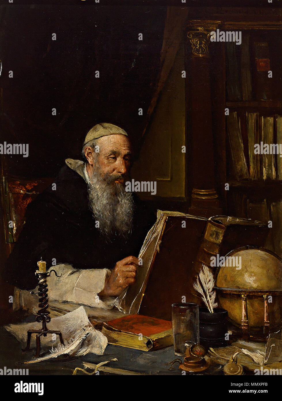 . Pater dans Klosterbibliothek avant der. Öl/Holz. 41 x 31,5 cm. Signiert. Ortsbezeichnung : München. . En 1887. Franz Reichardt (1825-1887) Franz Reichardt Pater avant dans der Klosterbibliothek Banque D'Images . Pater dans Klosterbibliothek avant der. Öl/Holz. 41 x 31,5 cm. Signiert. Ortsbezeichnung : München. . En 1887. Franz Reichardt (1825-1887) Franz Reichardt Pater avant dans der Klosterbibliothek Banque D'Images