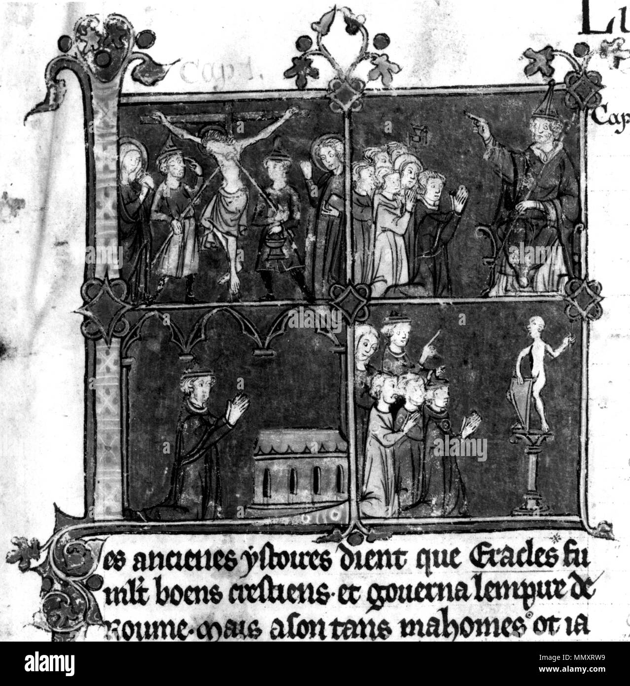 W.137.1R Français - Première L avec Crucifixion - Walters W1371R - Détail A Banque D'Images