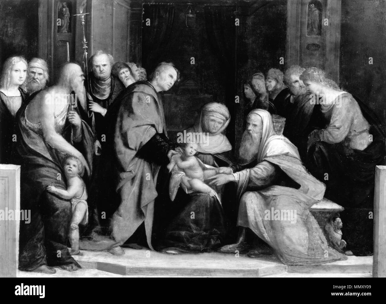 Atelier de 37,1077 Garofalo (italien). "L'excision," 1519-1559. huile sur panneau. Walters Art Museum (37,1077) : acquis par Henry Walters avec la Collection, 1902. Massarenti Garofalo - La circoncision - Walters 371077 Banque D'Images