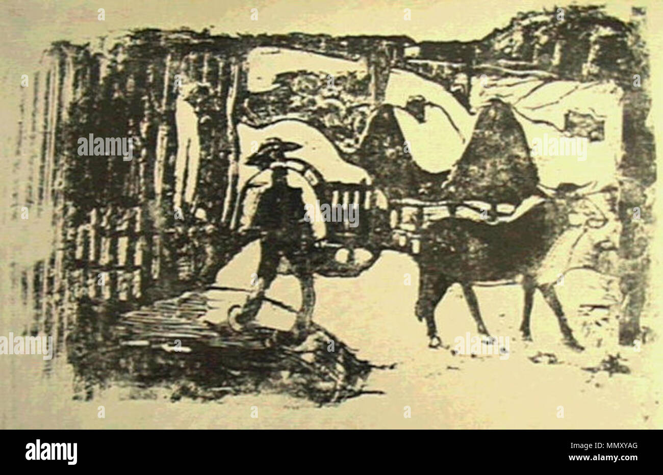 English : Suite Vollard : Le Char à bœufs Català : Suite Vollard : de la carreta bous English : Suite Vollard : la charrette . 1898-1899. Gauguin - Suite Vollard K51 Banque D'Images
