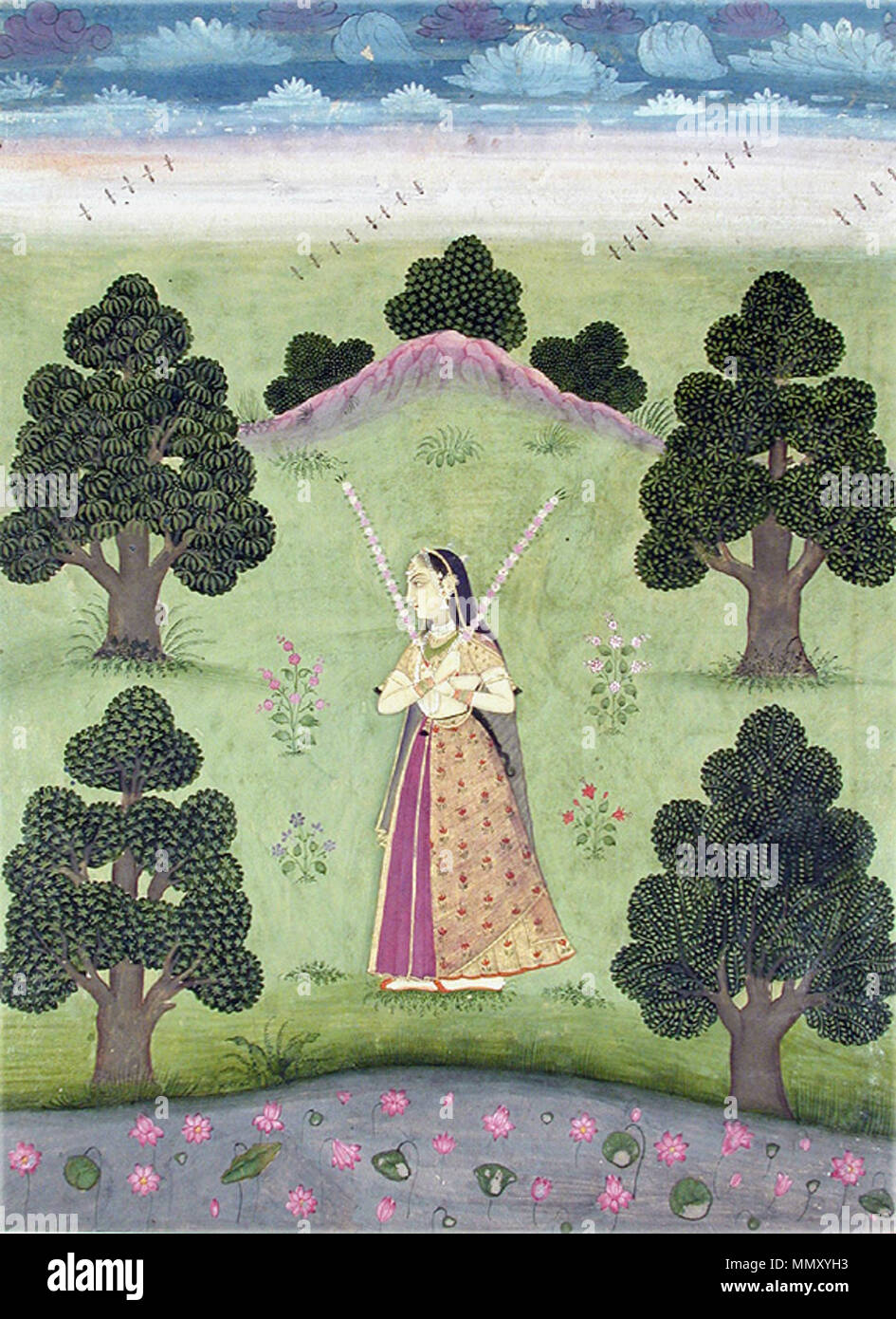 . Anglais : Titre de la série : Nom : Suite Ragamala Ragamala Date de création : ca. Affichage 1725 Dimensions : 8 x 6 17/32 in. de 5/16. (21,7 cm x 16 cm) de la ligne de crédit : Edwin Binney 3ème Numéro : 1990.799 Collection :  <a href ='http://www.sdmart.org/art/our-collection/asian-art' rel ='nofollow' >Les San Diego Museum of Art </a > . 6 septembre 2011, 14:28:56. Anglais : thesandiegomuseumofartcollection Gauri Ragini (6124565105) Banque D'Images