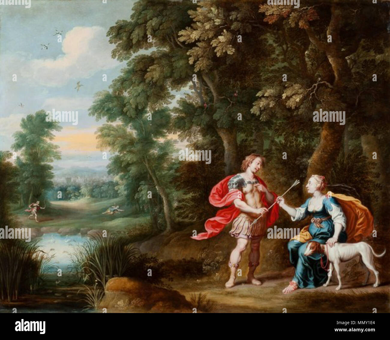 Anglais : paysage avec Cefalus et Procris . Entre 1626 et 1667. Gérard de la vallée - Paysage boisé avec Cefalus et Procris Banque D'Images