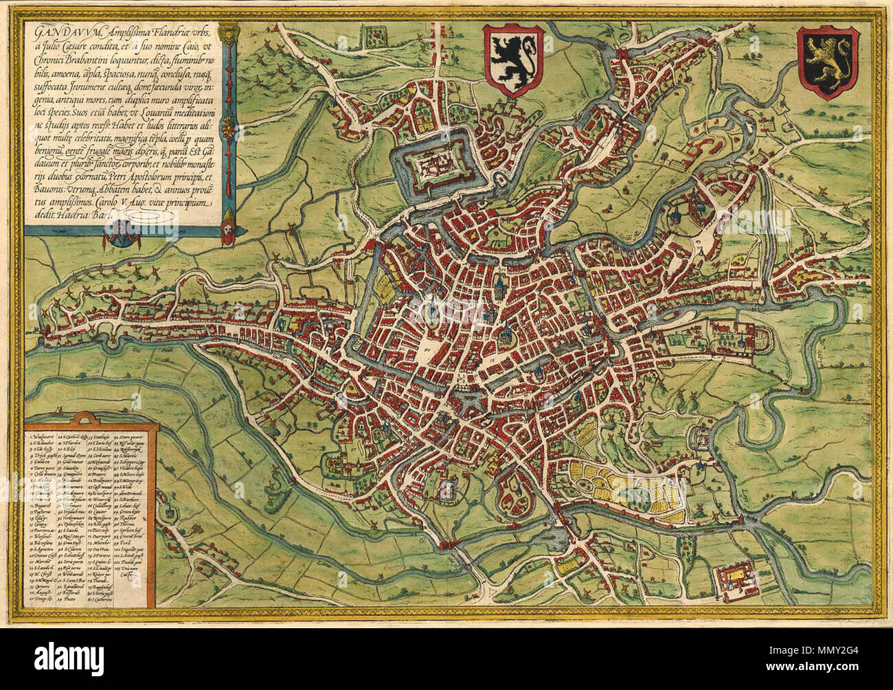 Anglais : carte antique de Gand par Braun & Hogenberg Gandavum - Braun &  Hogenberg, 1572-1624. Bird's-eyeplan de Gand. Gravure sur cuivre Taille :  34 x 48,5cm (13.3 x 18.9 inches)