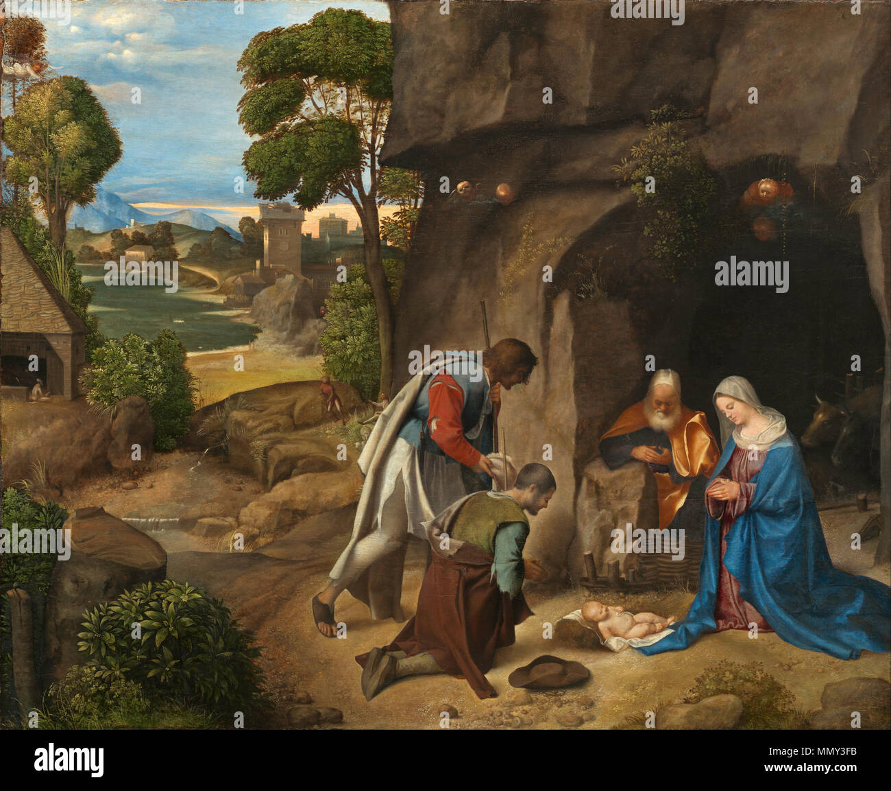L'Adoration des bergers. (1505 - 1510). Giorgione - l'Adoration des bergers - Google Art Project Banque D'Images
