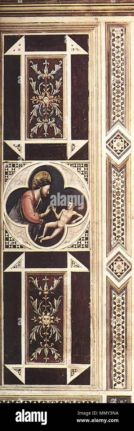 Anglais : Création d'Adam (sur la bande décorative) . Entre 1304 et 1306. Giotto di Bondone - Création d'Adam (sur la bande décorative) - WGA09259 Banque D'Images
