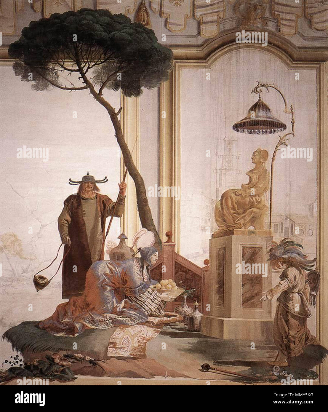 Offrant des fruits à la Déesse de la Lune. 1757. Giovanni Domenico Tiepolo - offrant des fruits à la Déesse de la lune - WGA22386 Banque D'Images