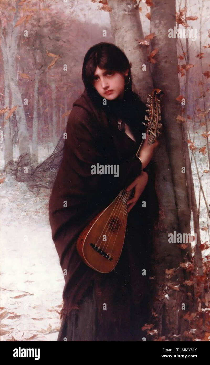 Anglais : Fille avec une mandoline English : TITRE ALTERNATIF : Fille de  l'automne avec une mandoline Photo Stock - Alamy