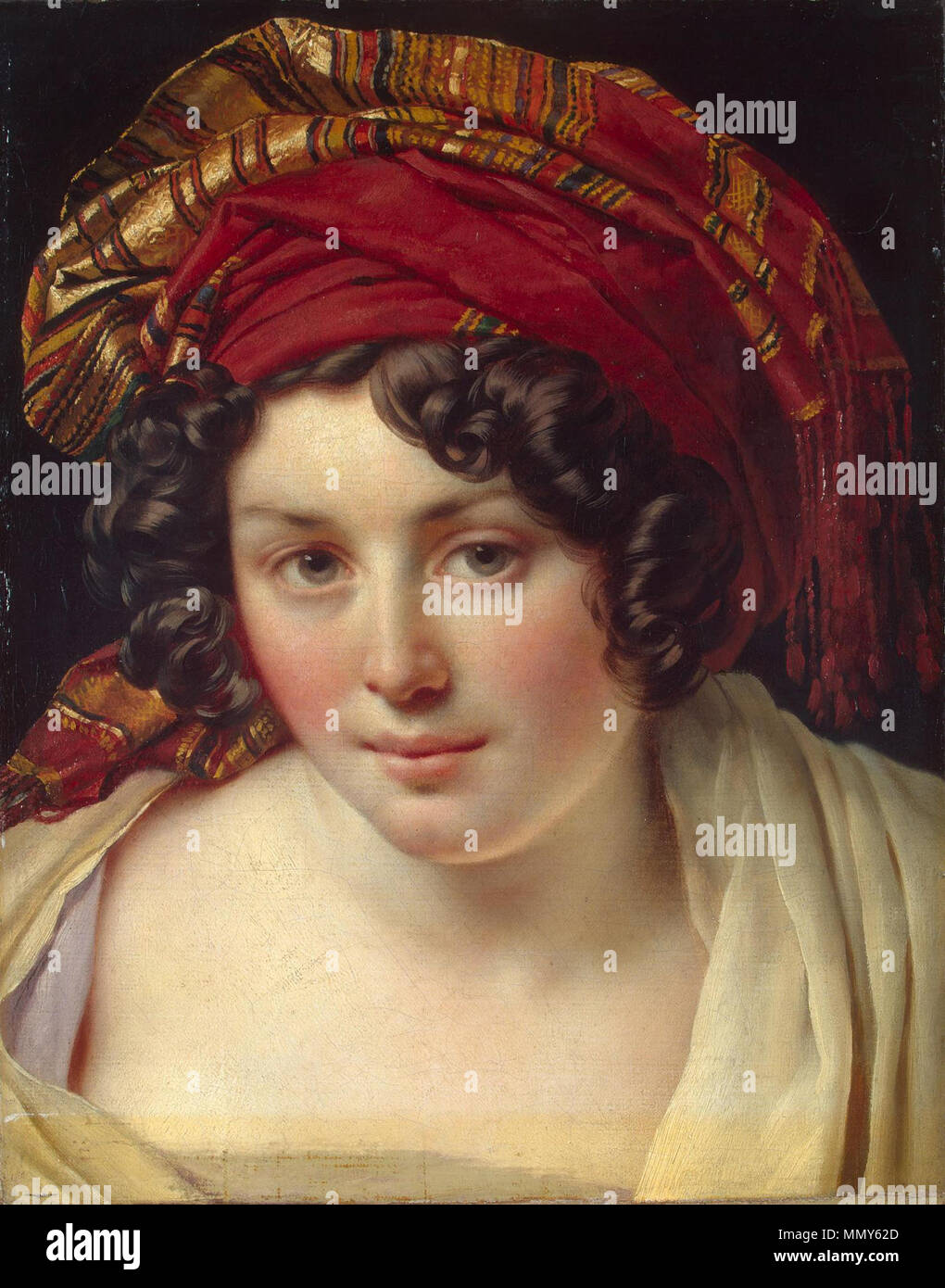 Anne-Louis Girodet de Roucy-Trioson - Tête d'une femme dans un turban Banque D'Images