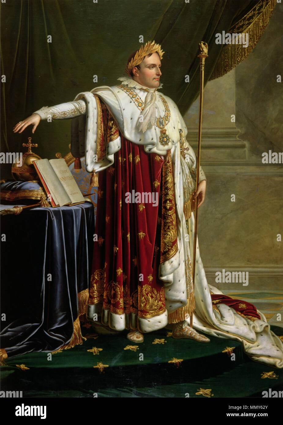 Anglais : Napoléon en costume impérial Napoléon Ier à Coronation Robes. vers 1812. Napoléon I (par Anne Louis Girodet de Roucy-Trioson) Banque D'Images