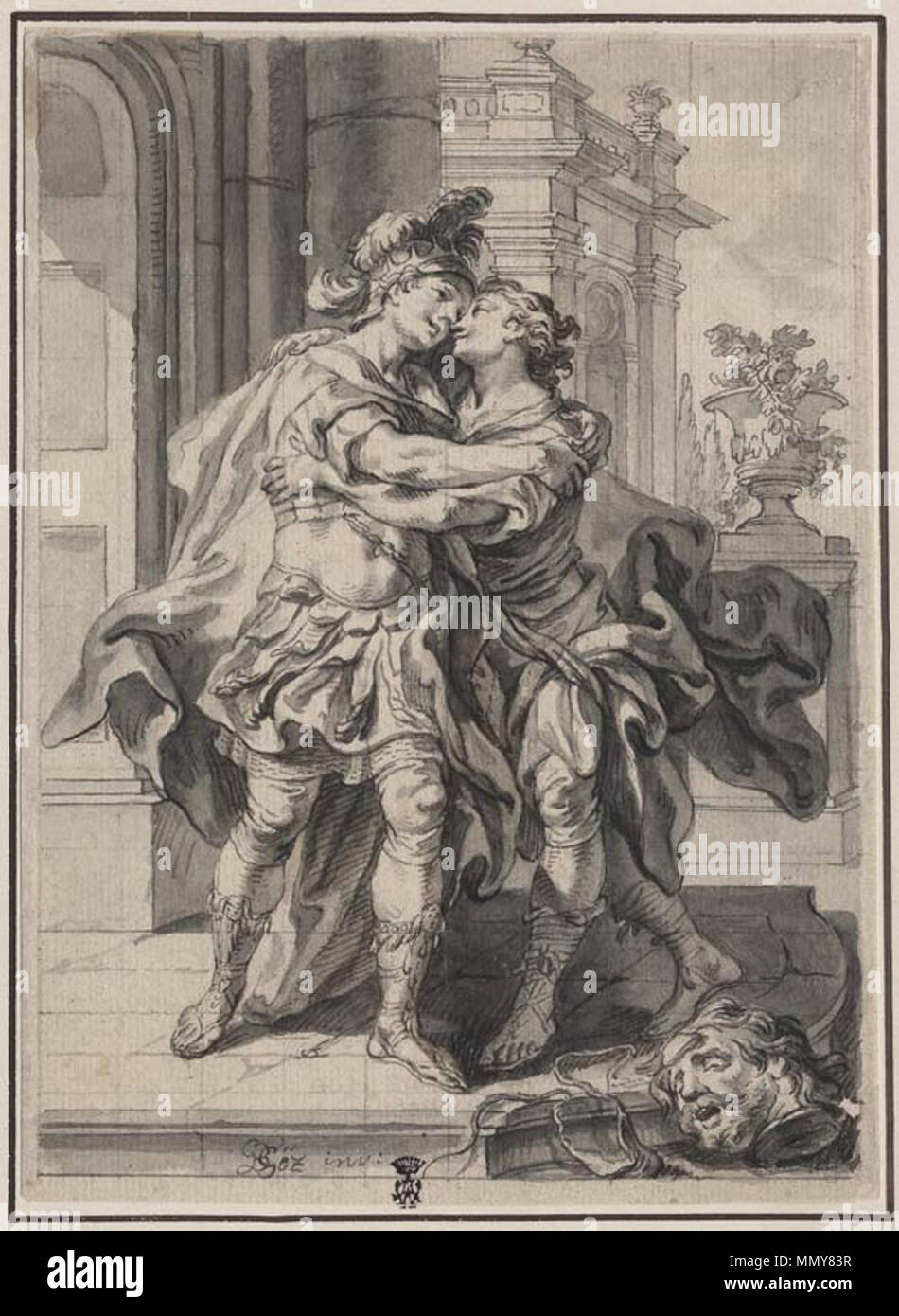 Gottfried Bernhard Göz - Jonathan David message d'après David a tué Goliath Banque D'Images